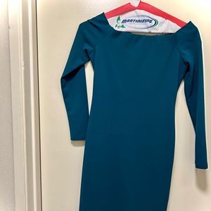 COPY - Eliza J off the shoulder scuba dress, size 4 Teal